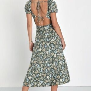 Lulu's Green and Blue Tiered Sundress with Puff Sleeves